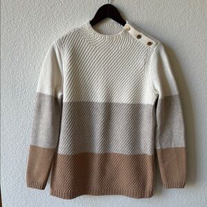 Colorblock Talbots Sweater with Gold Button Detail